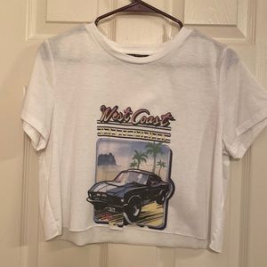 West Coast California crop top white soft tee